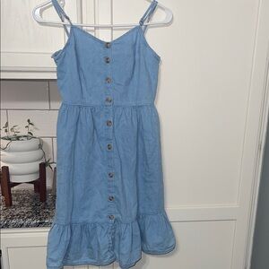 Light Blue Button-Front Midi Sundress